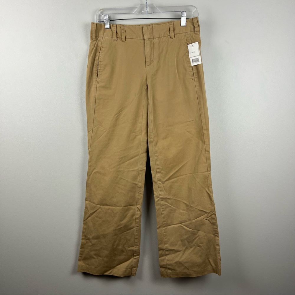 NWT Vince Tan Wide Flare-Leg Flat Front Chino Pants - Picture 2 of 7